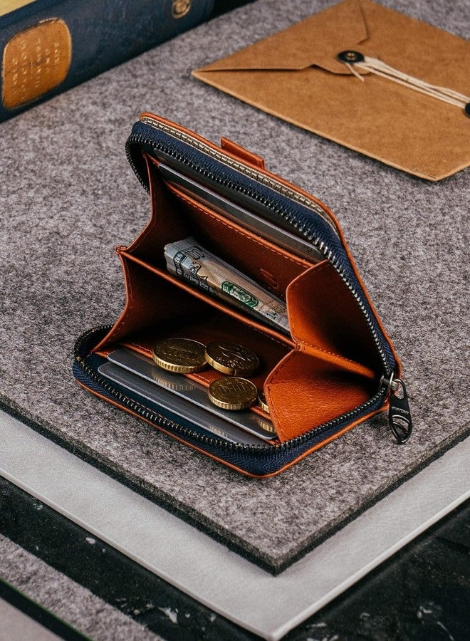 Contacts Slim Minimalist Zipper Wallet, Leather Card Holder with Coin Compartment, Card Sleeves, Small Pouch for Men and Women (N154-Tan) - Image 5